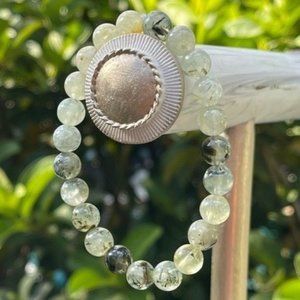 8mm Green Prehnite Chakra Stretch Bead Bracelet